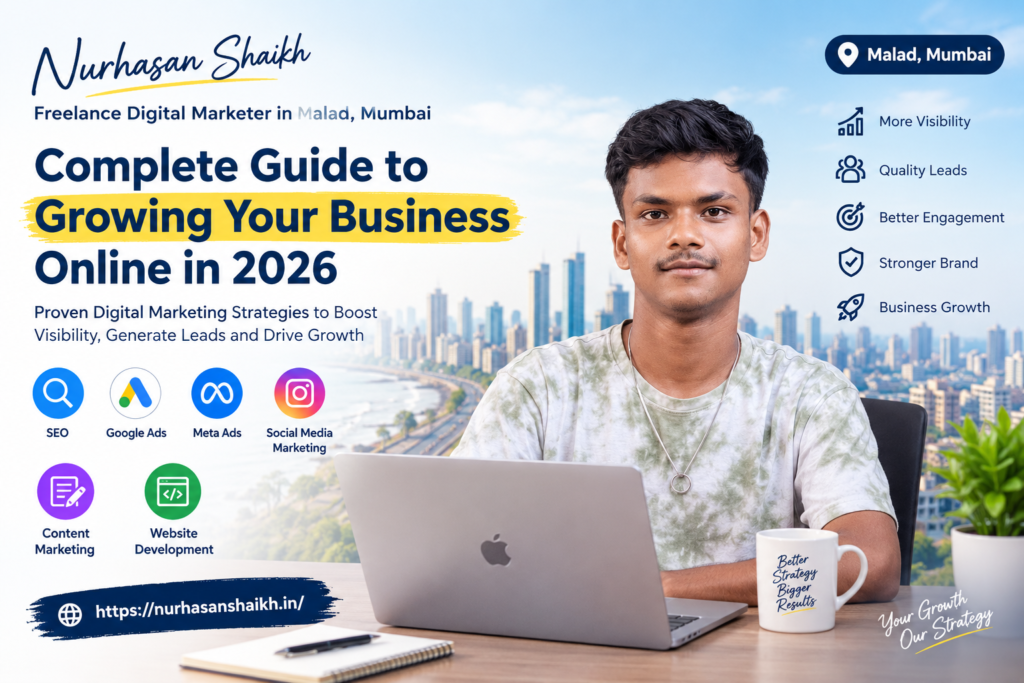 Digital Marketer in Malad Mumbai Nurhasan Shaikh helping businesses grow online through SEO Google Ads Meta Ads social media marketing content marketing and website development