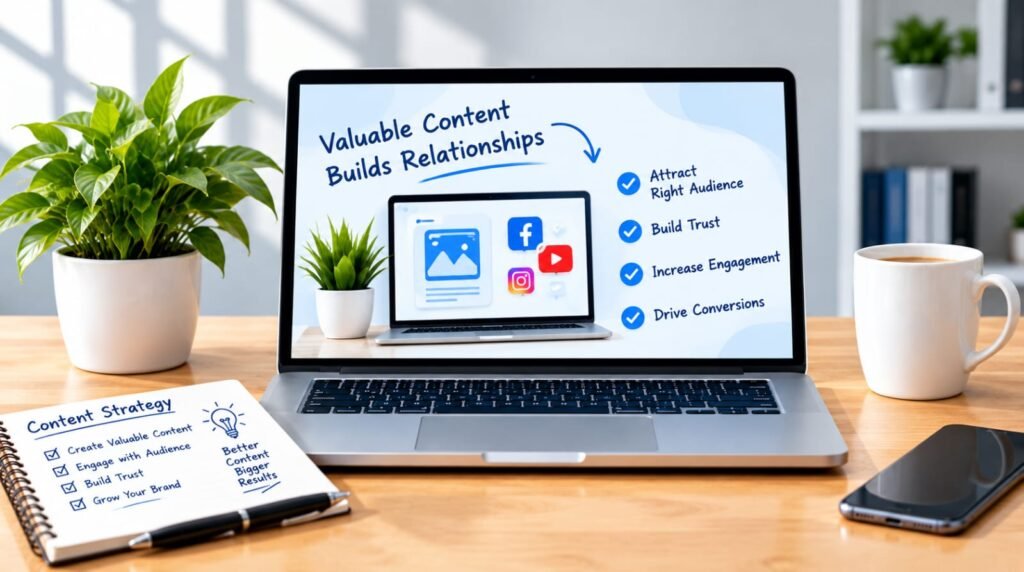 Content planning and audience engagement illustration