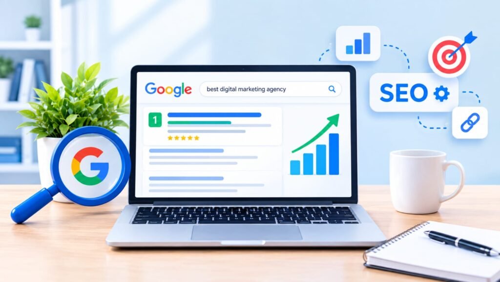 Online advertising campaign management illustration