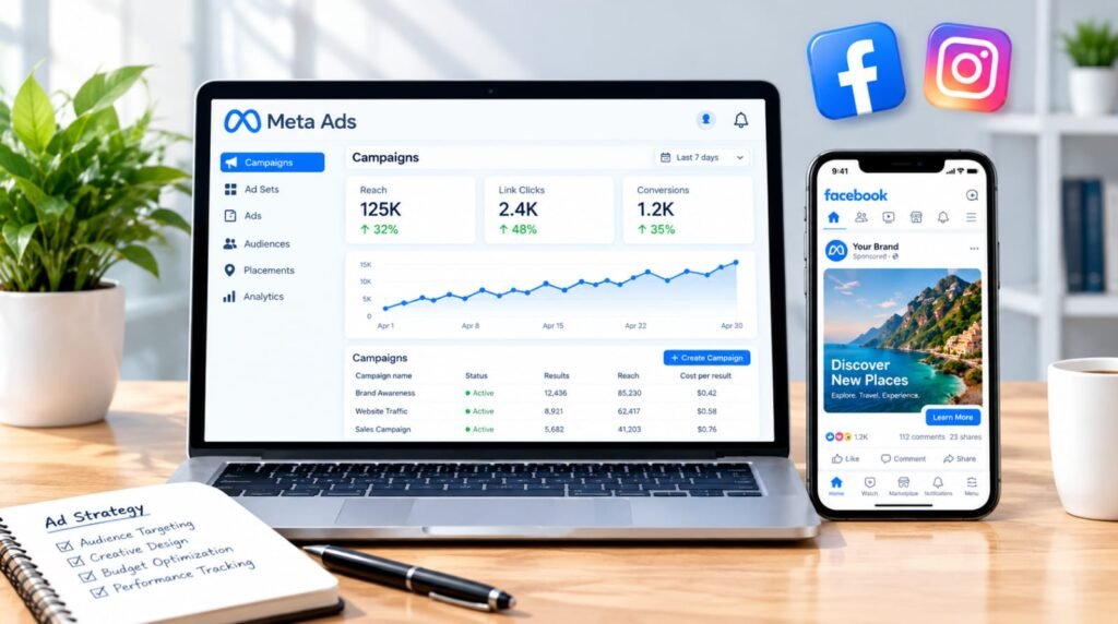 Facebook and Instagram marketing illustration
